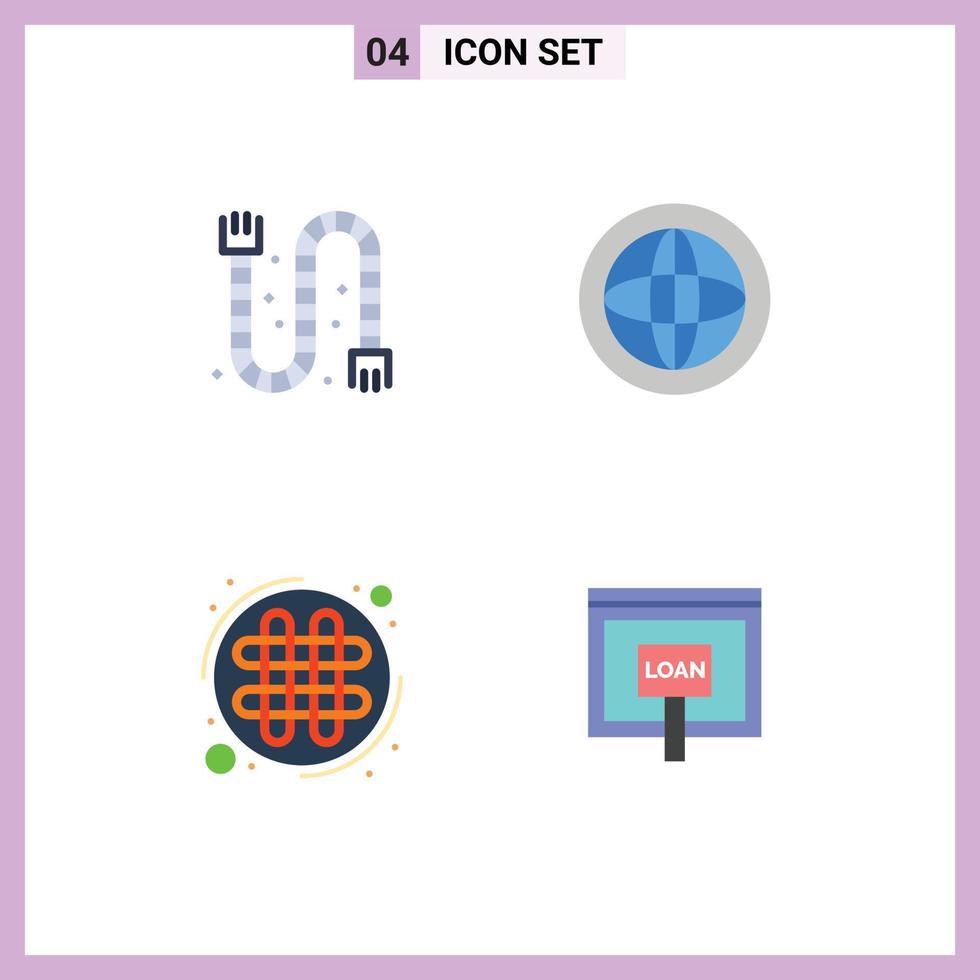 Set of 4 Commercial Flat Icons pack for construction celtic knot pipe global irish Editable Vector Design Elements