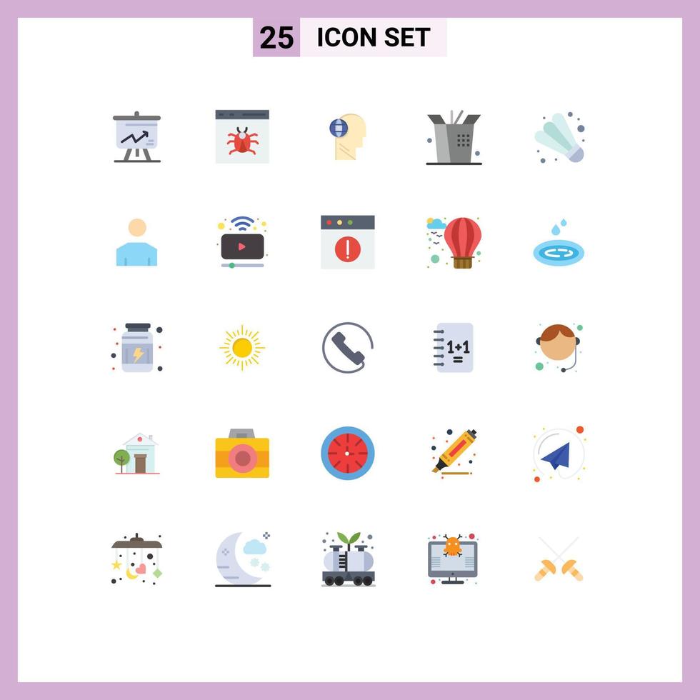 Universal Icon Symbols Group of 25 Modern Flat Colors of game wok development food mind Editable Vector Design Elements