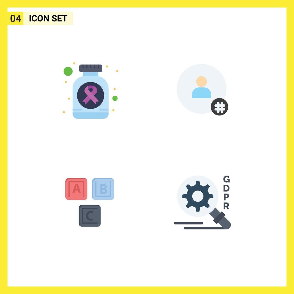 4 User Interface Flat Icon Pack of modern Signs and Symbols of bottle abc cancer sign tweet basic Editable Vector Design Elements