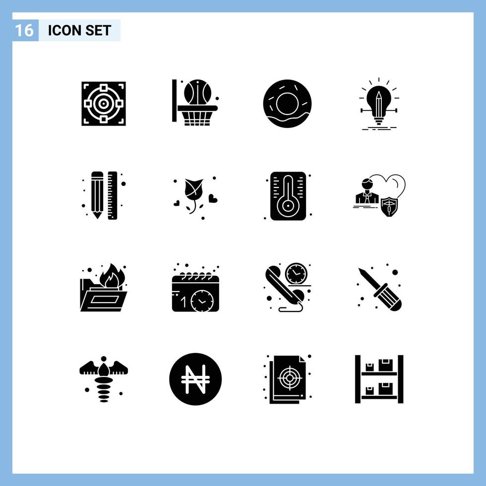 conjunto de dieciséis moderno ui íconos símbolos señales para línea creativo rosquillas lápiz solución editable vector diseño elementos