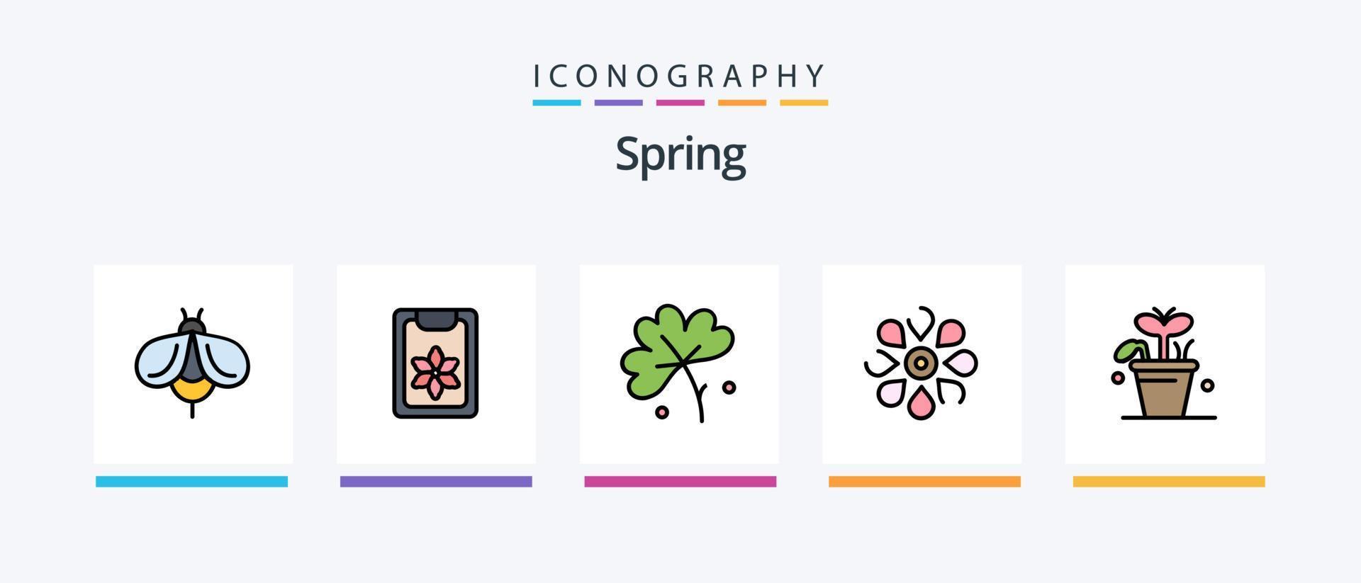 Spring Line Filled 5 Icon Pack Including eggs. ladybird. spring. bug. spring. Creative Icons Design vector