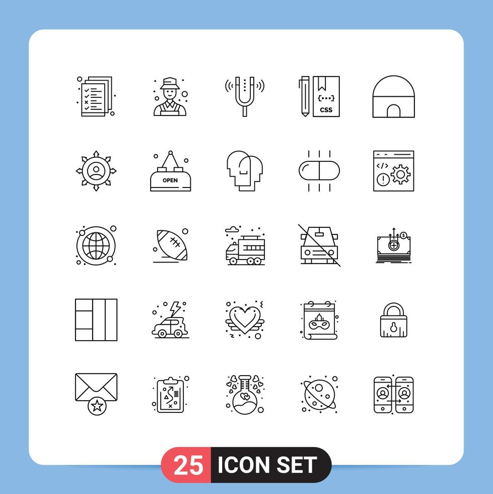 Set of 25 Modern UI Icons Symbols Signs for development css concert coding reference Editable Vector Design Elements