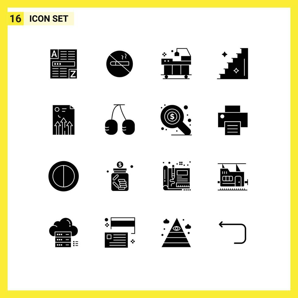 Stock Vector Icon Pack of 16 Line Signs and Symbols for document arrow bed stairs floor Editable Vector Design Elements