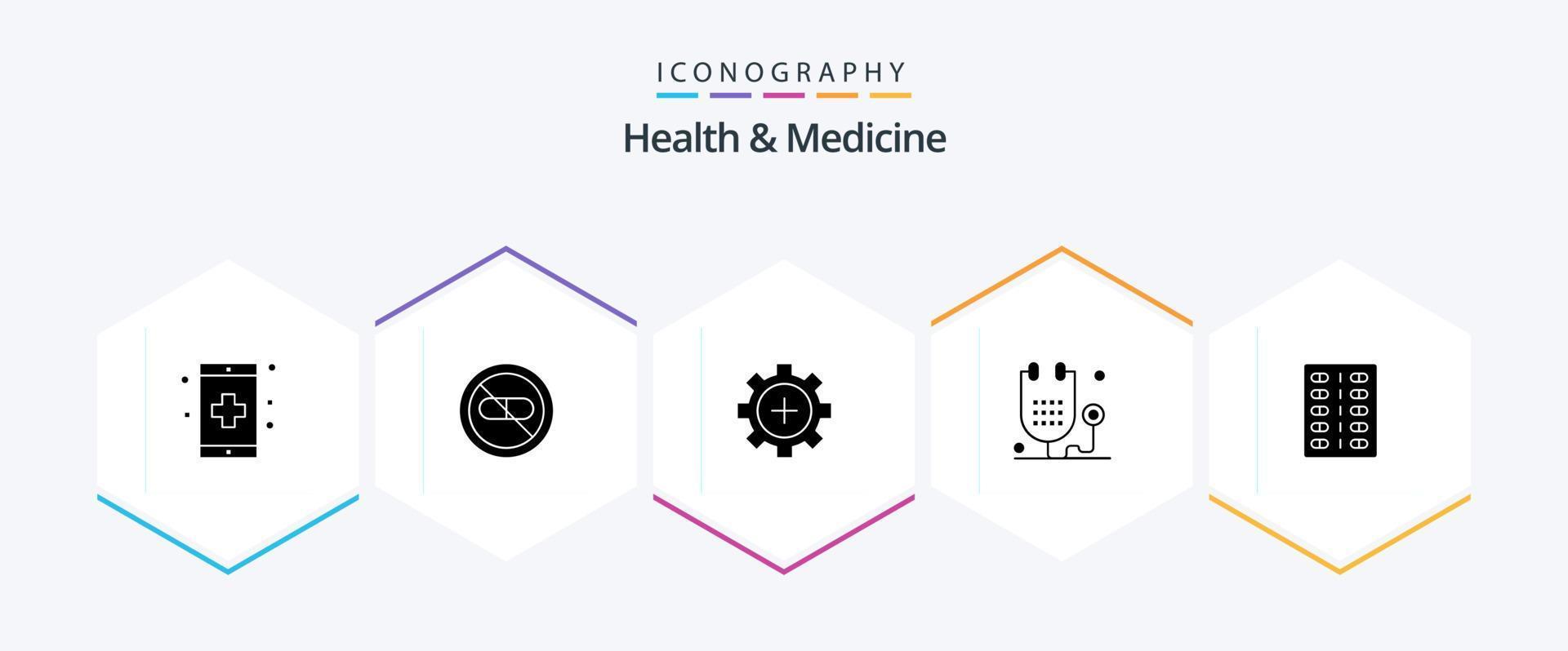 Health and Medicine 25 Glyph icon pack including form. disease. hospital. medical. health vector