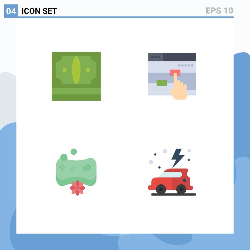Modern Set of 4 Flat Icons and symbols such as business beauty money finger soap Editable Vector Design Elements