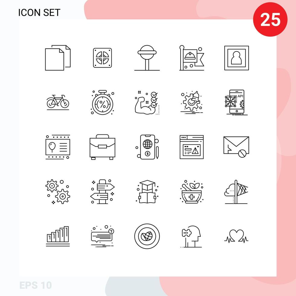 Group of 25 Lines Signs and Symbols for photography photo candy labour flag Editable Vector Design Elements