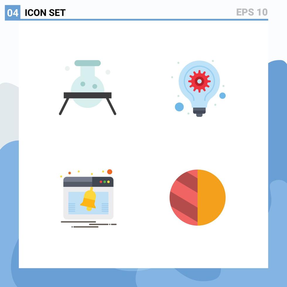 Modern Set of 4 Flat Icons and symbols such as biochemistry web dangerous idea notice Editable Vector Design Elements