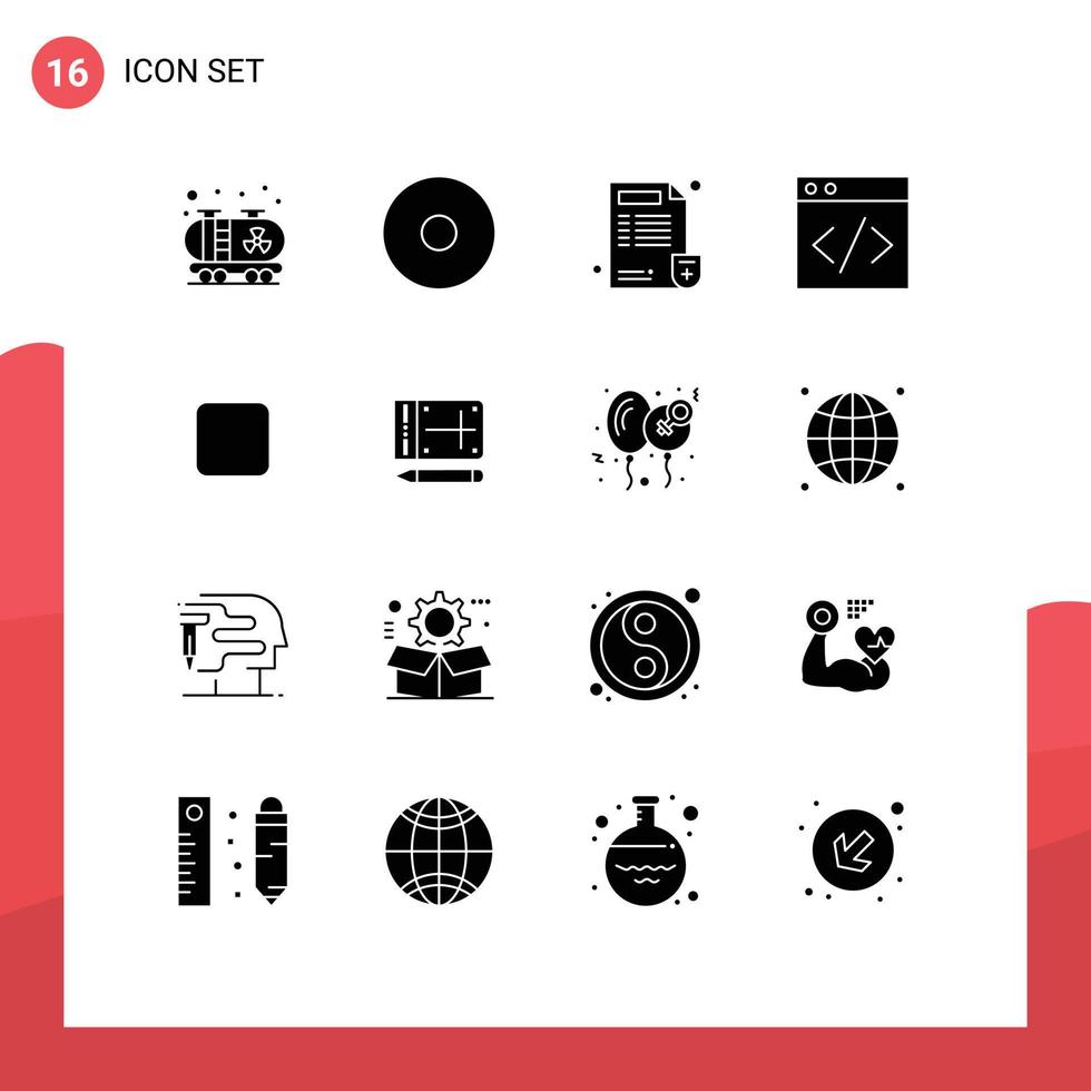 Pictogram Set of 16 Simple Solid Glyphs of online mobile report unchecked box Editable Vector Design Elements