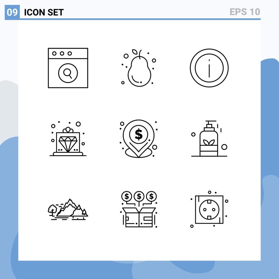 Set of 9 Modern UI Icons Symbols Signs for dollar royal help premium support Editable Vector Design Elements