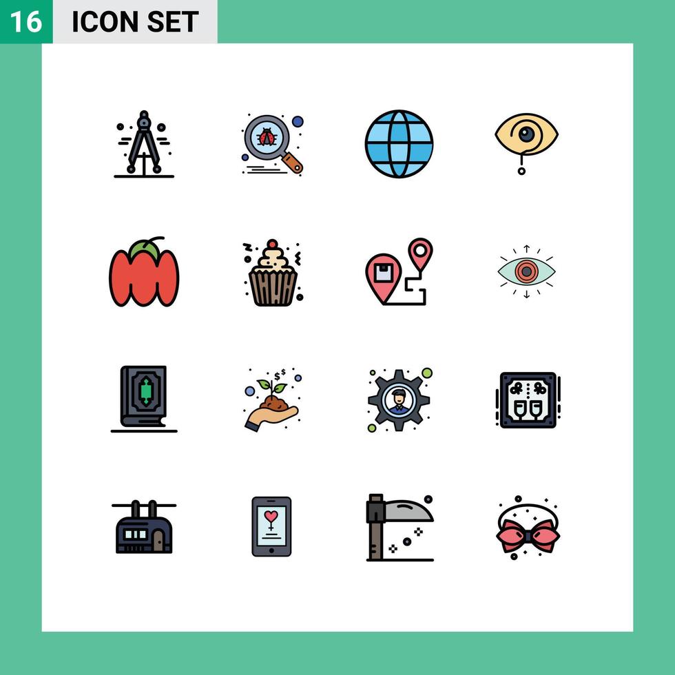 16 Creative Icons Modern Signs and Symbols of pepper bell globe mark eye Editable Creative Vector Design Elements