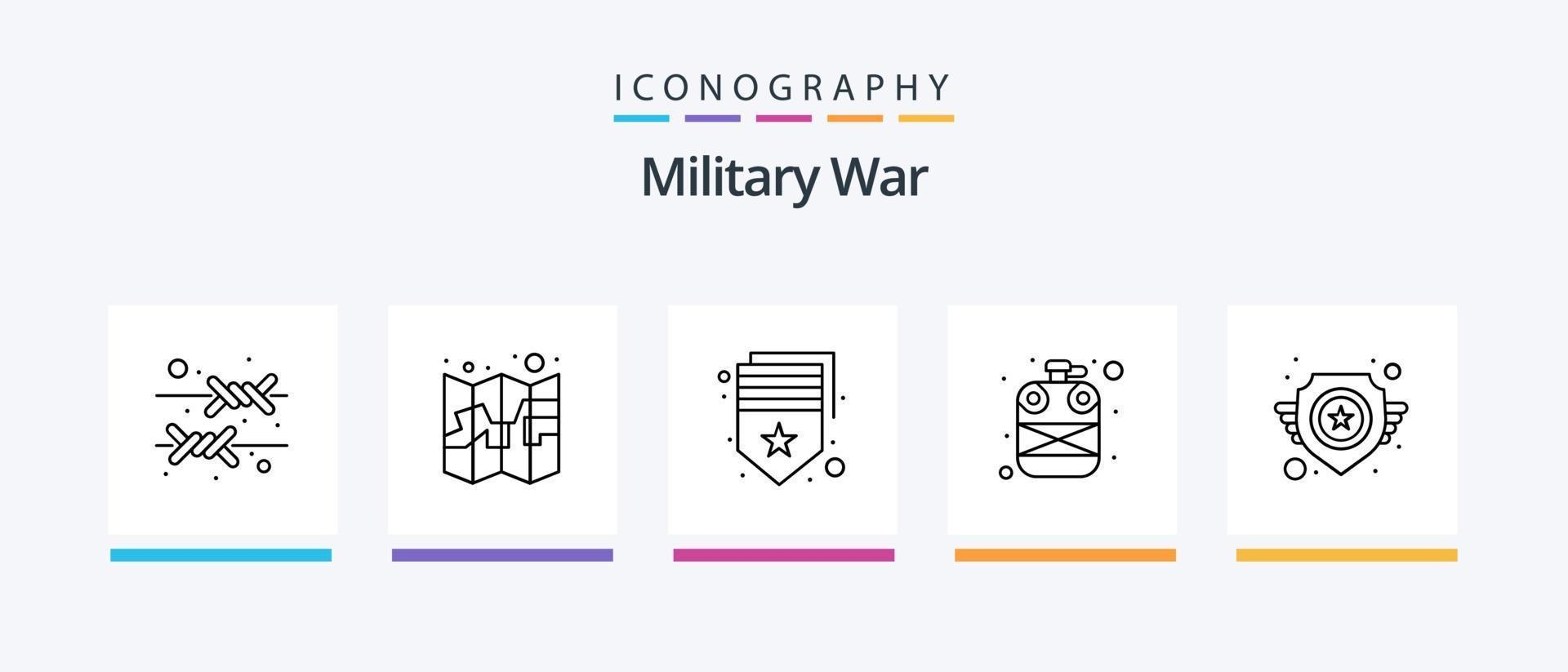 militar guerra línea 5 5 icono paquete incluso barco. vista. pistola. punto. apuntar. creativo íconos diseño vector