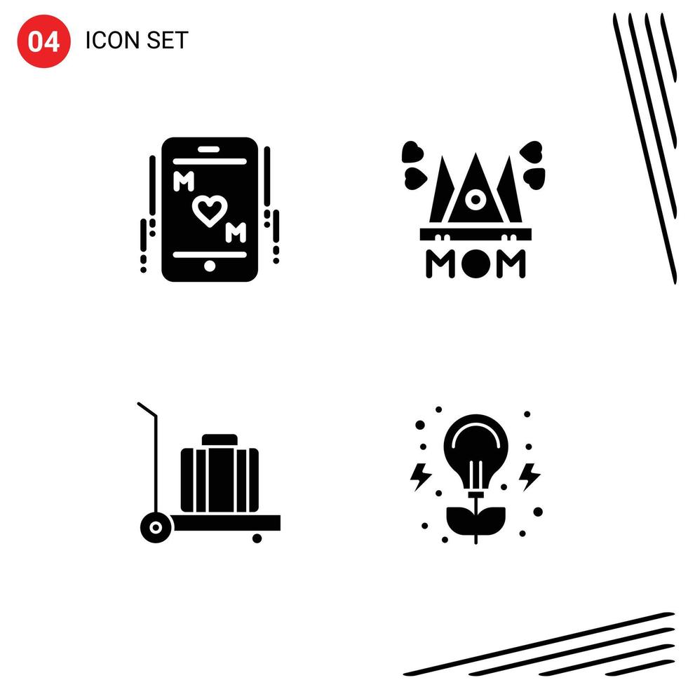 Solid Glyph concept for Websites Mobile and Apps phone baggage mother mom bulb Editable Vector Design Elements