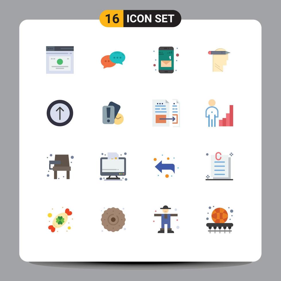 Set of 16 Modern UI Icons Symbols Signs for arrow write dialogue thinking head Editable Pack of Creative Vector Design Elements