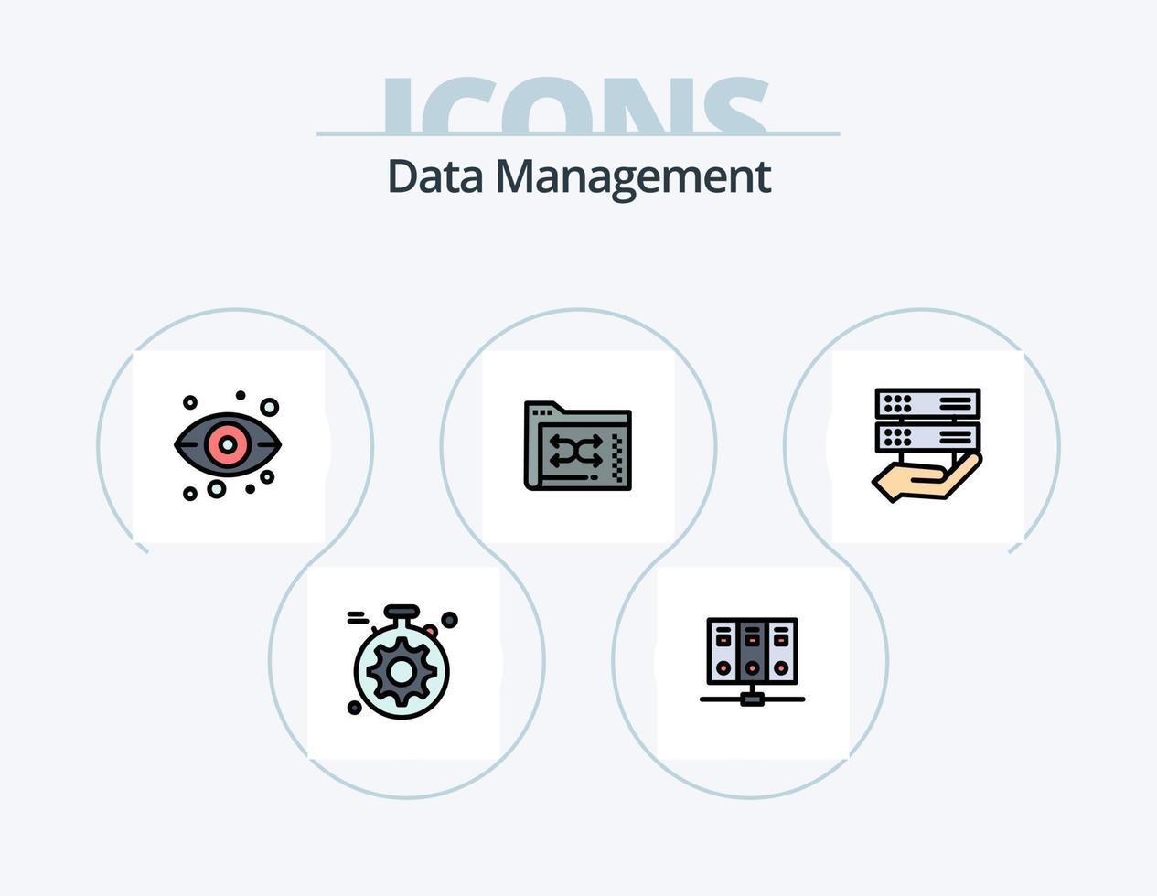 Data Management Line Filled Icon Pack 5 Icon Design. data . funnel . network. connection vector