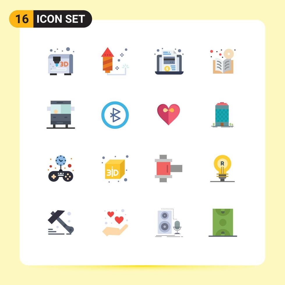 Set of 16 Modern UI Icons Symbols Signs for school bus file course learning Editable Pack of Creative Vector Design Elements