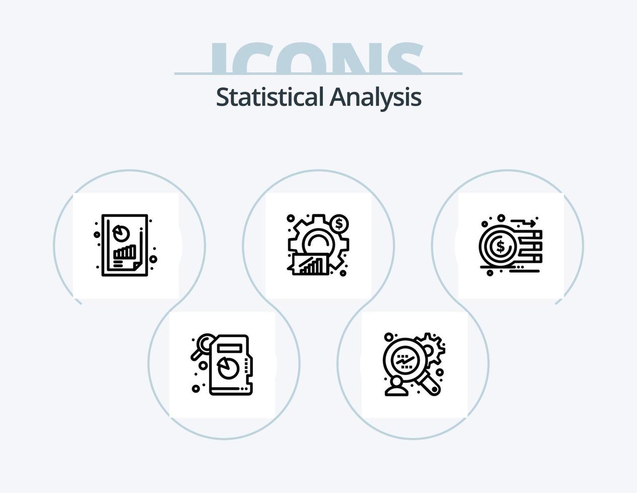 Statistical Analysis Line Icon Pack 5 Icon Design. analysis. keyword. analysis. benchmarking. report vector