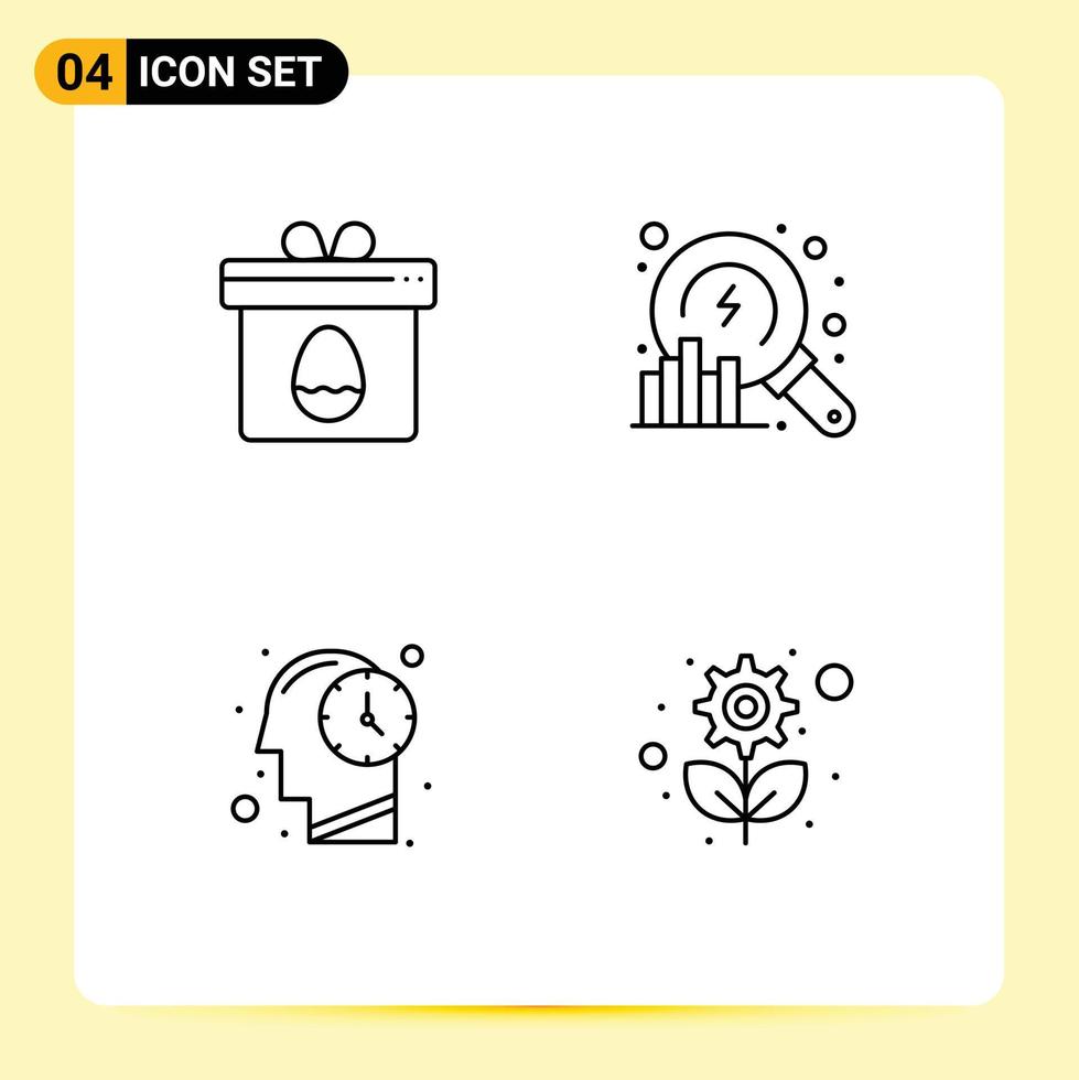 4 Line concept for Websites Mobile and Apps gift mind easter data recycling Editable Vector Design Elements
