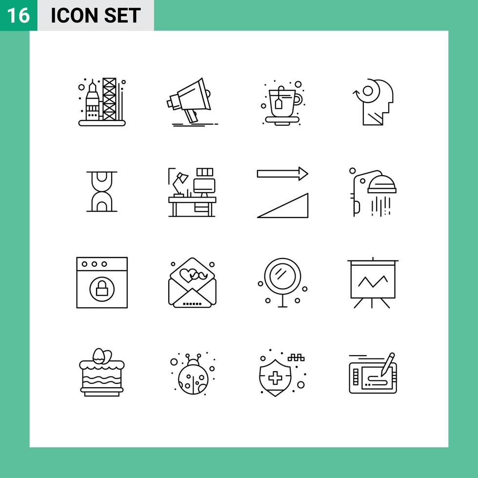 16 Creative Icons Modern Signs and Symbols of hour head megaphone your clear Editable Vector Design Elements