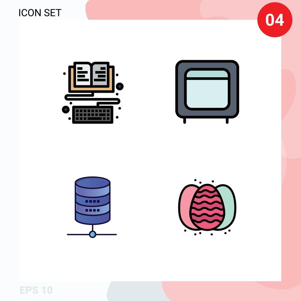 Modern Set of 4 Filledline Flat Colors and symbols such as book doller keyboard gold money Editable Vector Design Elements