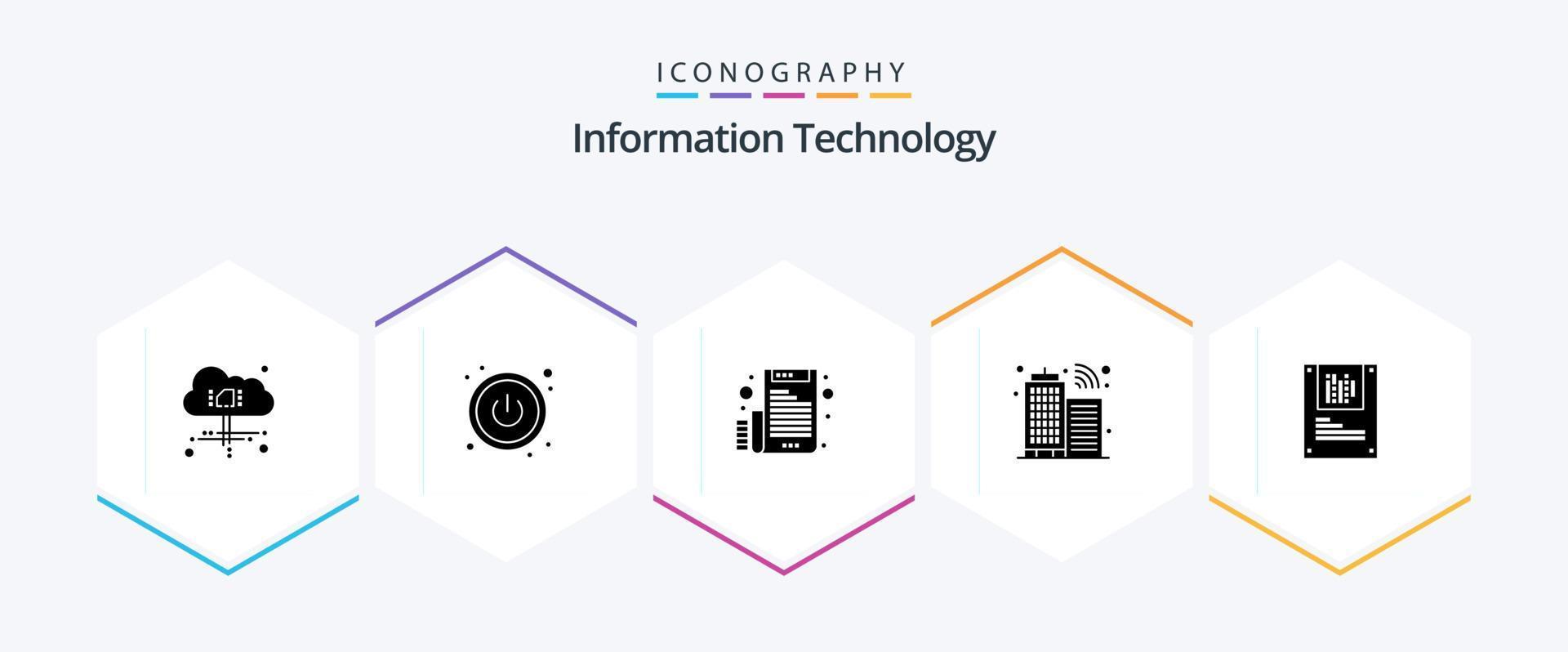 Information Technology 25 Glyph icon pack including . decryption. letter. data. analysis vector