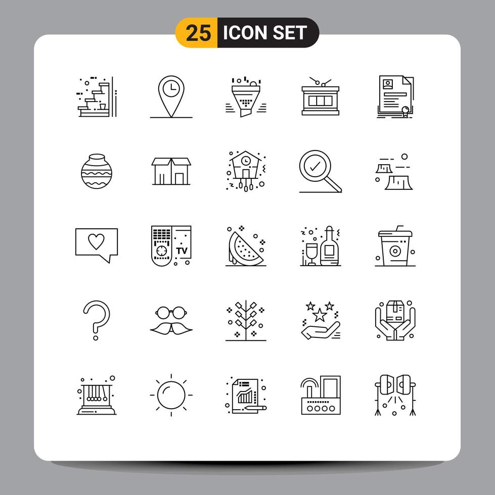 Line Pack of 25 Universal Symbols of contract irish filter instrument result Editable Vector Design Elements