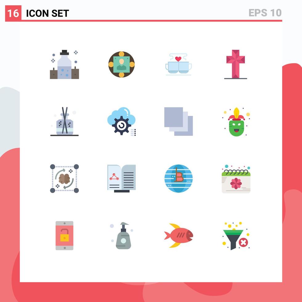 Mobile Interface Flat Color Set of 16 Pictograms of easter christian production celebration heart Editable Pack of Creative Vector Design Elements