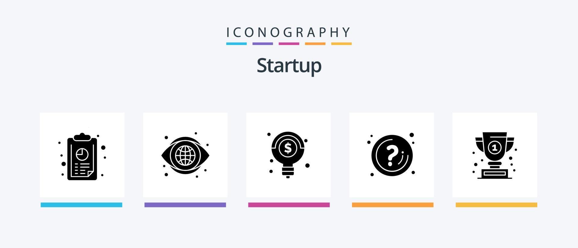 Startup Glyph 5 Icon Pack Including cup. information. creative. info. mark. Creative Icons Design vector