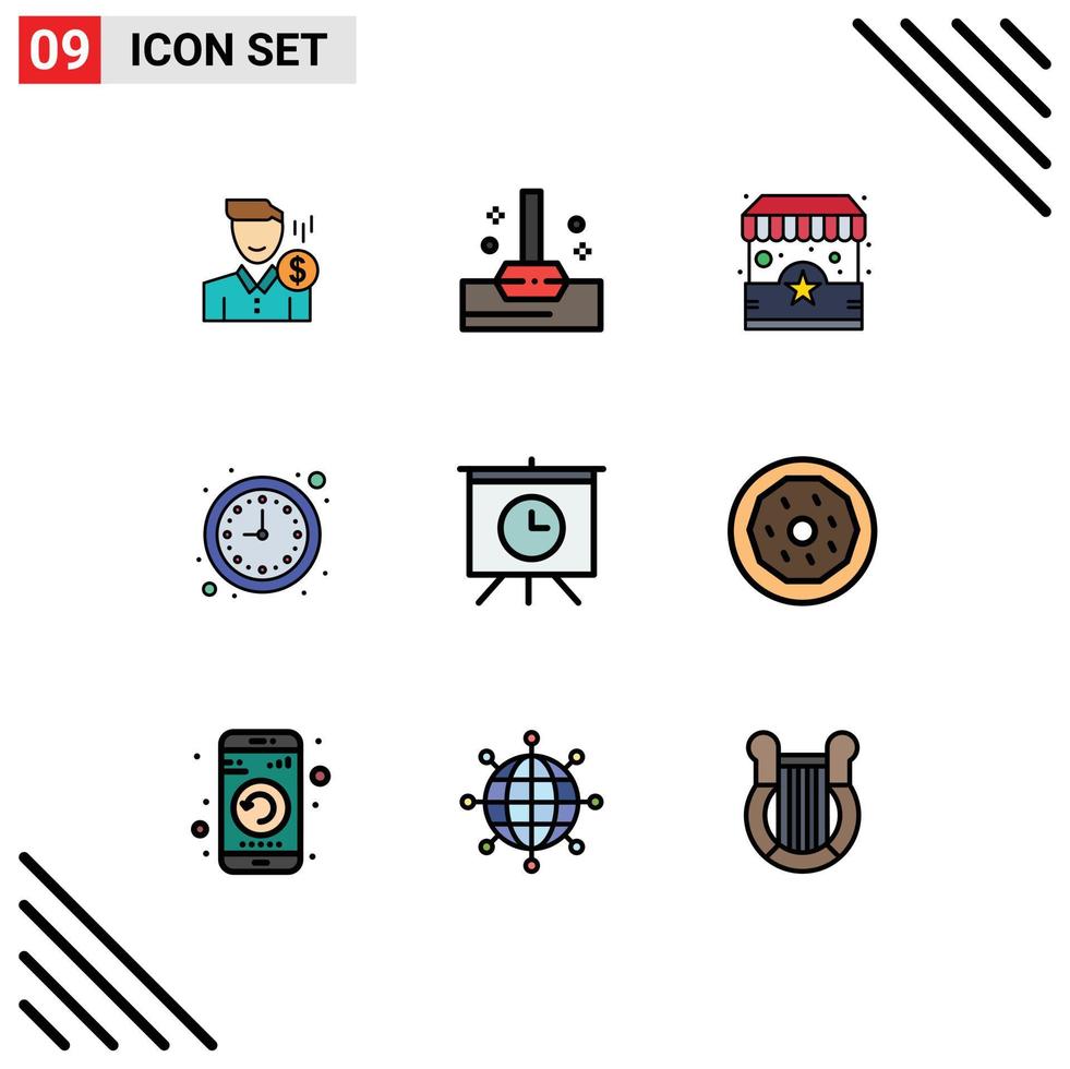 9 9 creativo íconos moderno señales y símbolos de reloj reloj bañera negocio compras editable vector diseño elementos