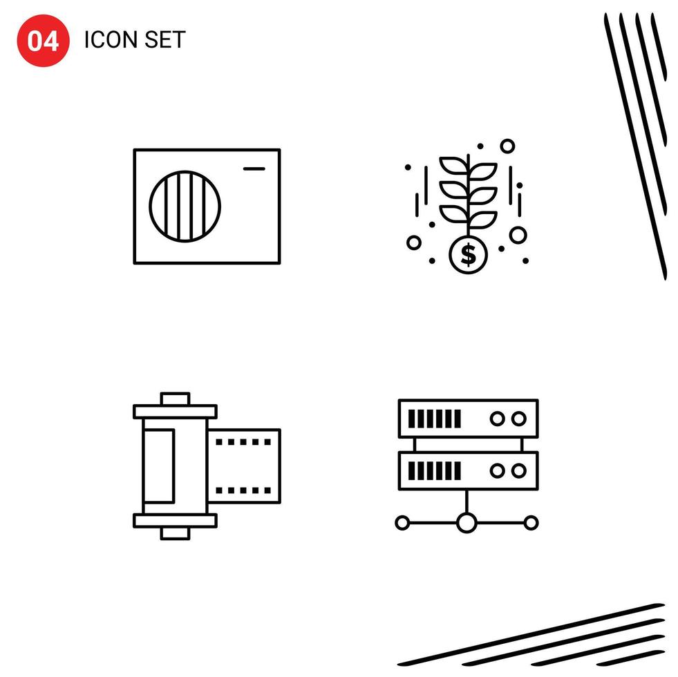 4 Universal Filledline Flat Colors Set for Web and Mobile Applications air photo growth money data center Editable Vector Design Elements