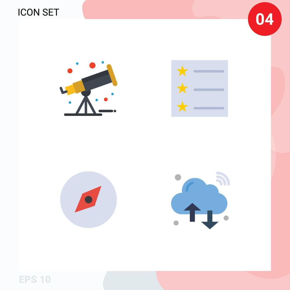 Pack of 4 Modern Flat Icons Signs and Symbols for Web Print Media such as astronomy internet layout map iot Editable Vector Design Elements