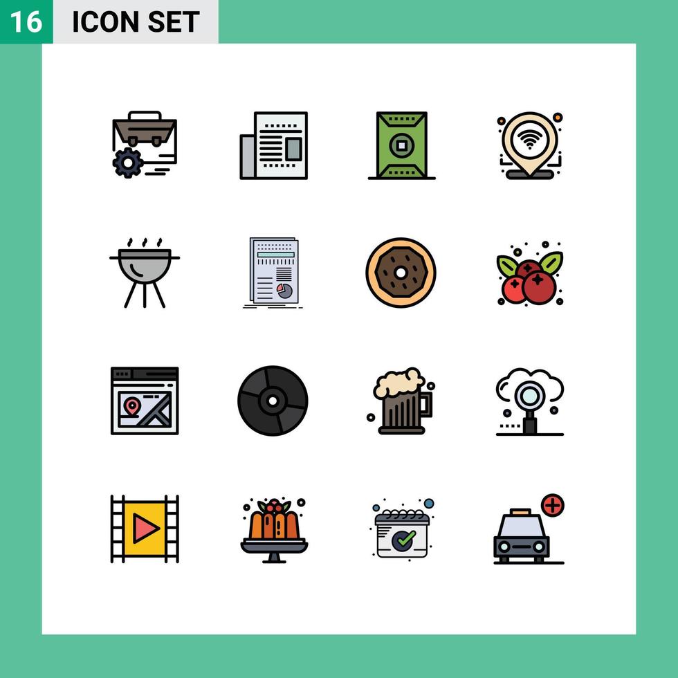 Set of 16 Modern UI Icons Symbols Signs for connection gps read check in sports Editable Creative Vector Design Elements
