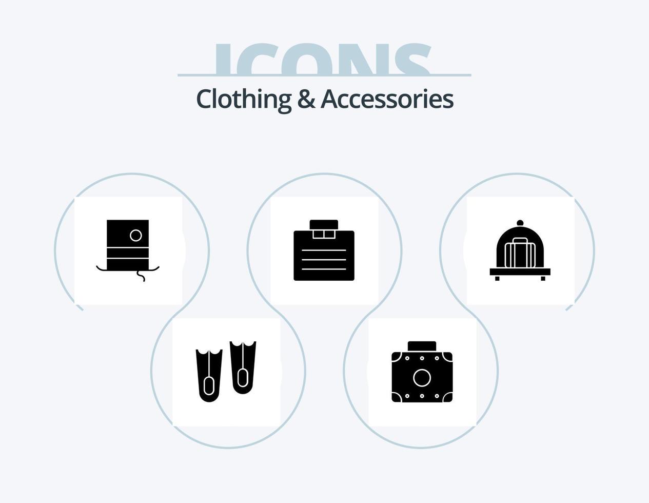 Clothing and Accessories Glyph Icon Pack 5 Icon Design. . luggage. hipster. baggage. portfolio vector