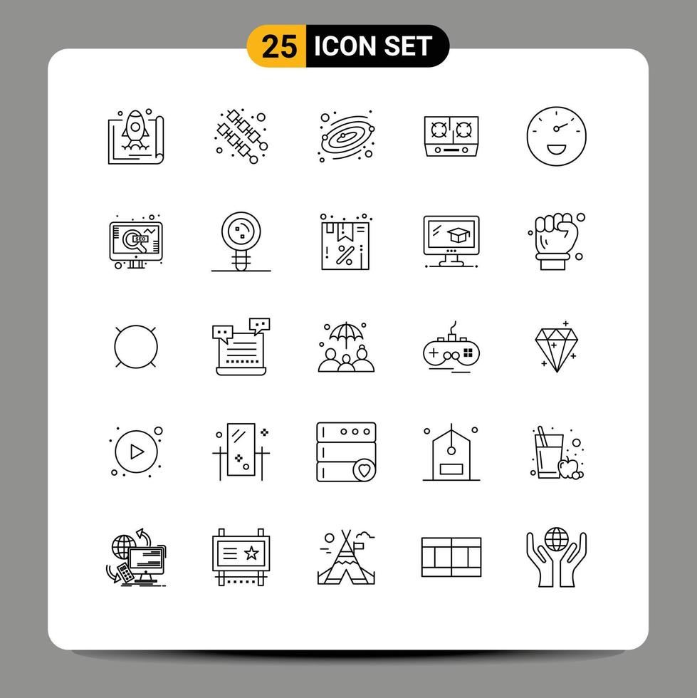 Group of 25 Modern Lines Set for speed gauge astronomy cooking gas Editable Vector Design Elements