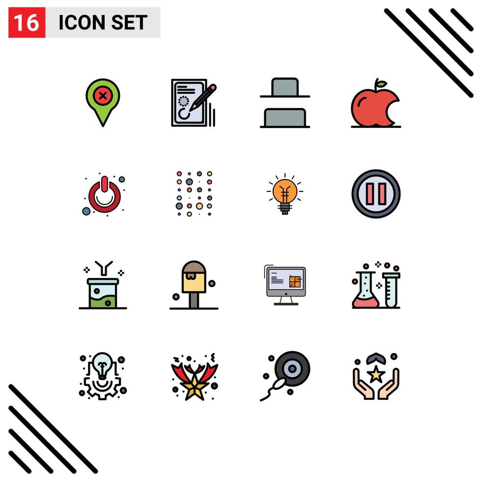 16 Creative Icons Modern Signs and Symbols of on button drawing intellect apple Editable Creative Vector Design Elements