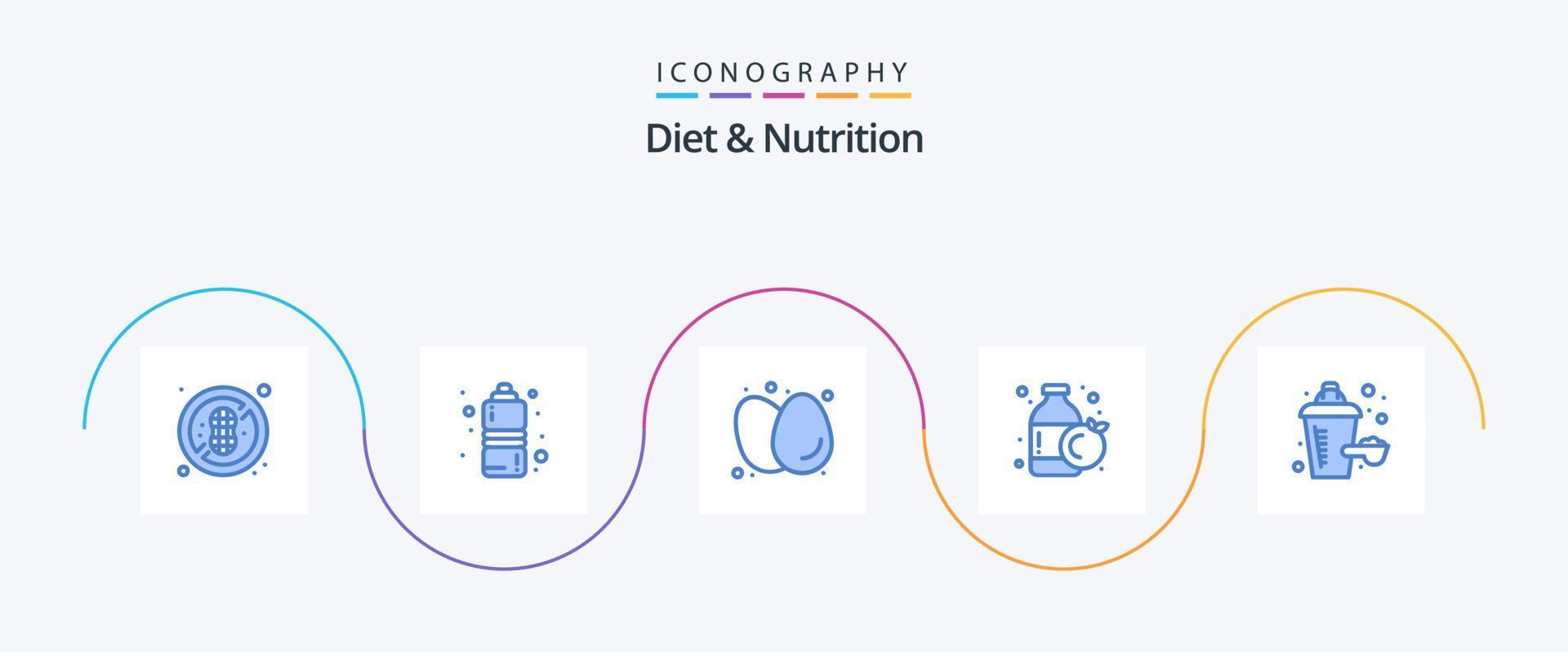Diet And Nutrition Blue 5 Icon Pack Including protein. additive. breakfast. bottle. bottle vector