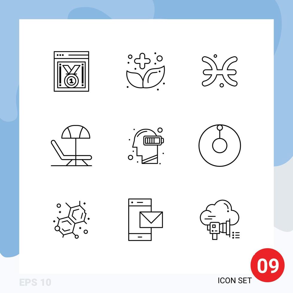 9 Thematic Vector Outlines and Editable Symbols of exhaustion umbrella medicine summer greece Editable Vector Design Elements