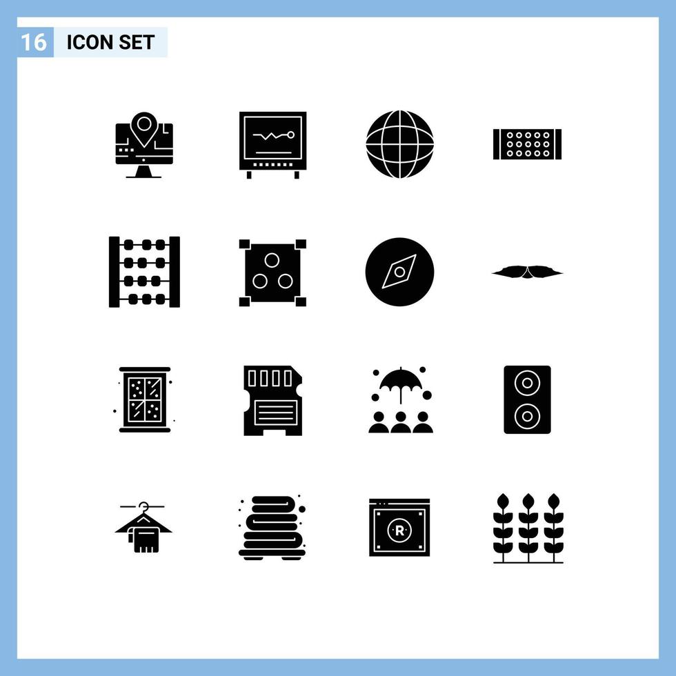 Set of 16 Modern UI Icons Symbols Signs for abacus led hospital lamp global Editable Vector Design Elements