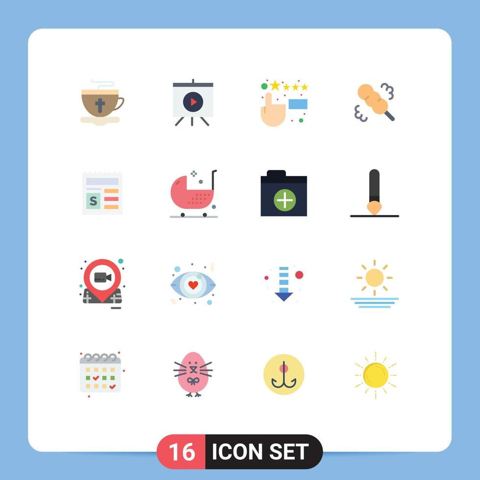 Flat Color Pack of 16 Universal Symbols of baby document feedback money wash Editable Pack of Creative Vector Design Elements