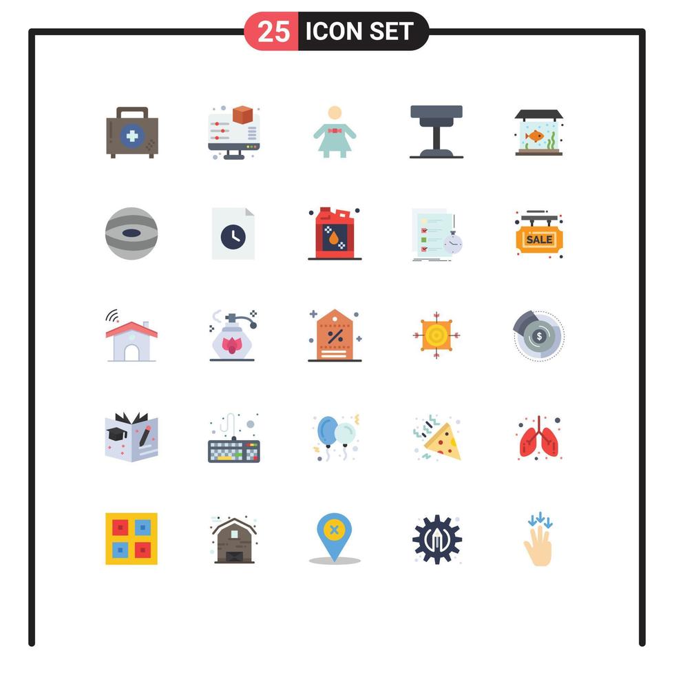 Mobile Interface Flat Color Set of 25 Pictograms of home interior printing furniture decor Editable Vector Design Elements