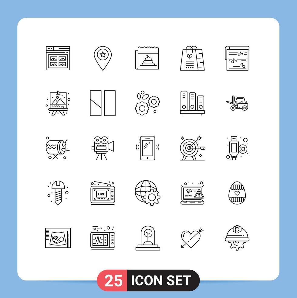 Set of 25 Modern UI Icons Symbols Signs for shop bag marker news hoax Editable Vector Design Elements