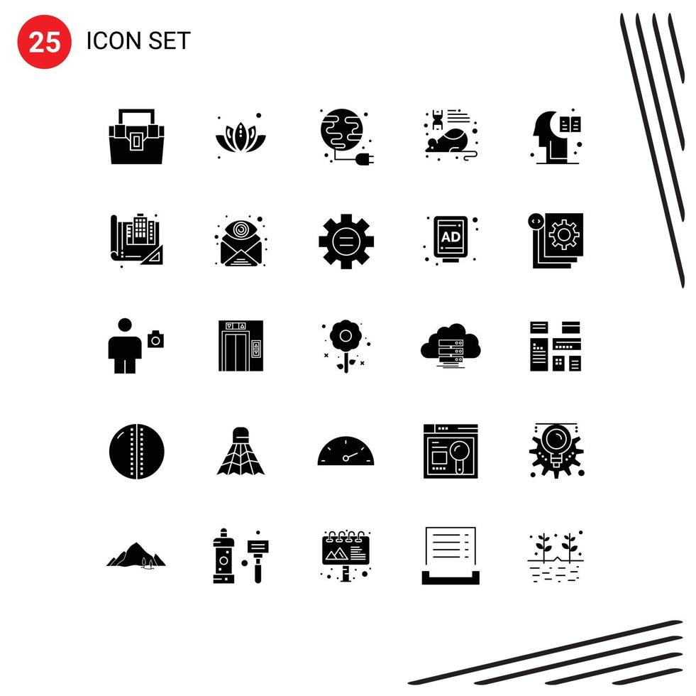 25 Solid Glyph concept for Websites Mobile and Apps brain mouse tree laboratory globe Editable Vector Design Elements