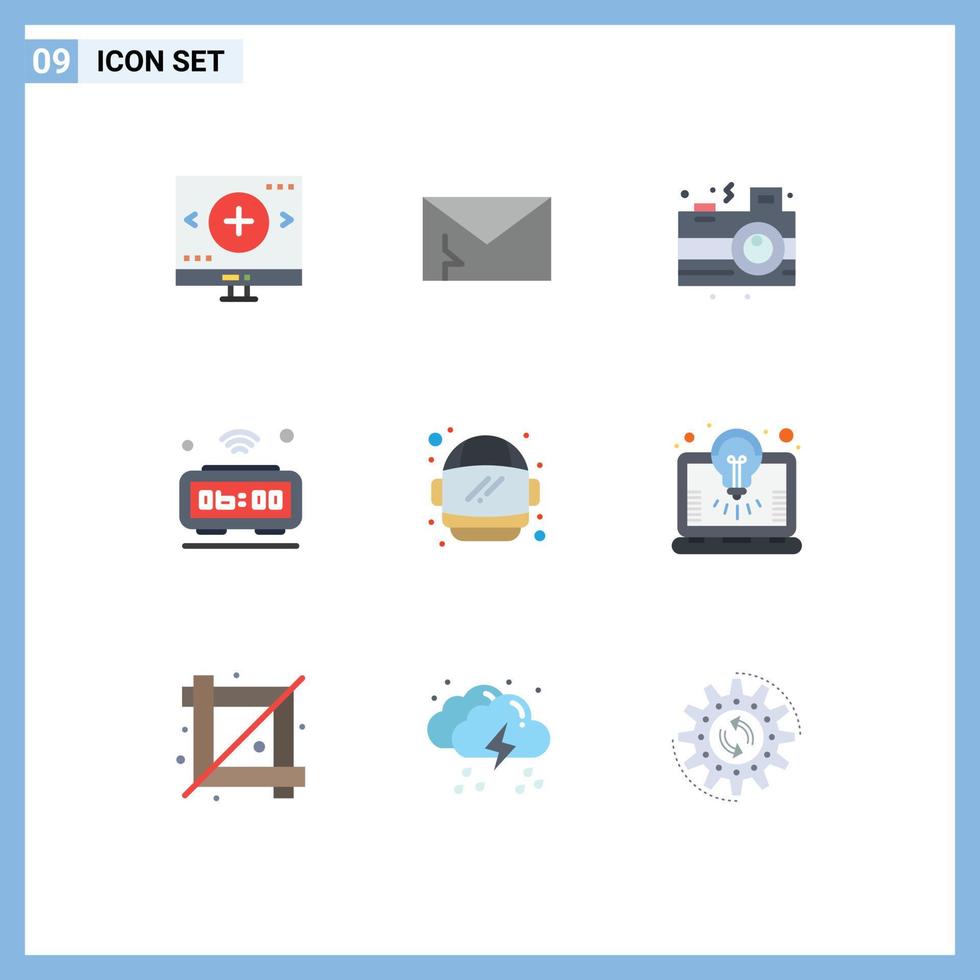 9 Creative Icons Modern Signs and Symbols of iot clock security alarm night Editable Vector Design Elements