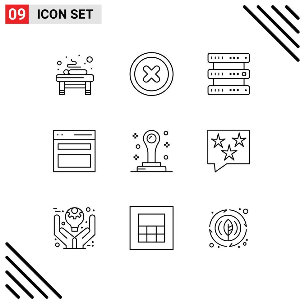 9 Thematic Vector Outlines and Editable Symbols of stationery office hosting user interface Editable Vector Design Elements