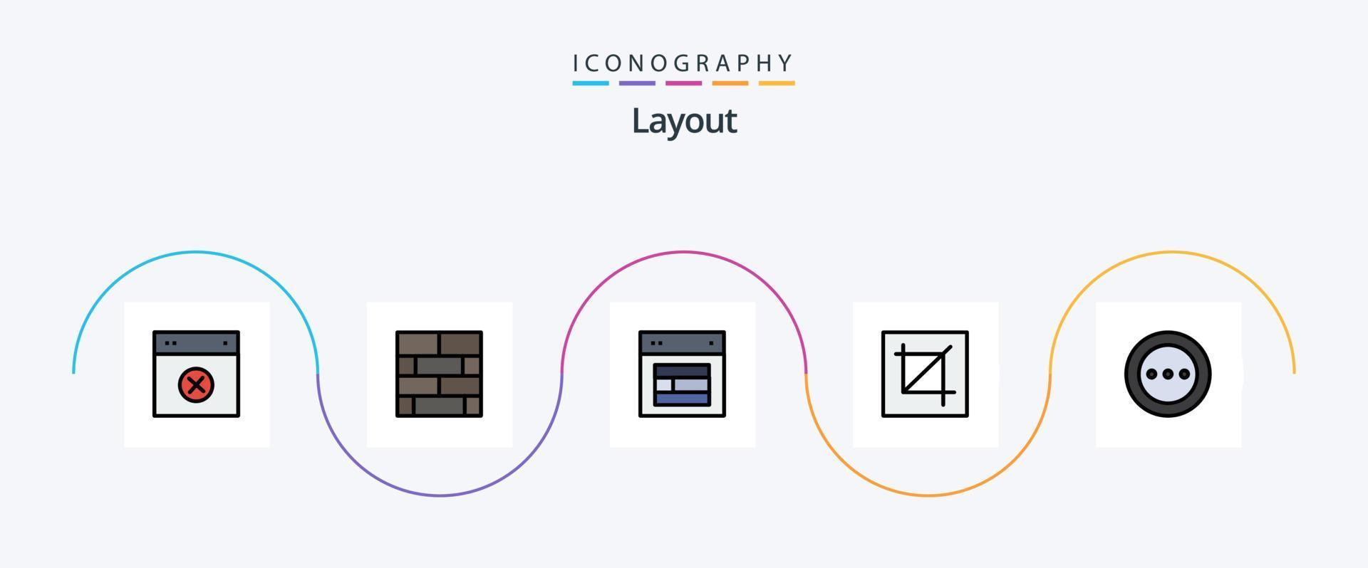 Layout Line Filled Flat 5 Icon Pack Including layout. design. strategy. crop. web vector