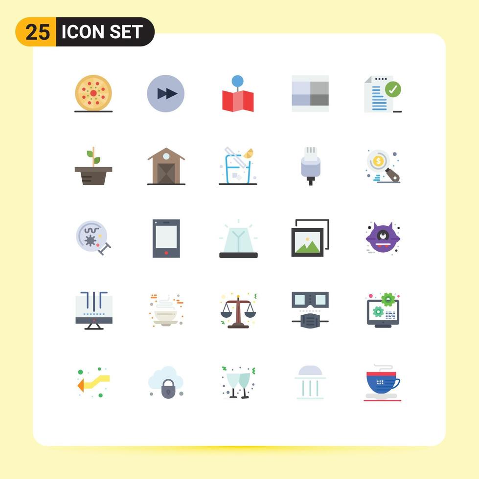 Pack of 25 Modern Flat Colors Signs and Symbols for Web Print Media such as approve illustration location draw create Editable Vector Design Elements