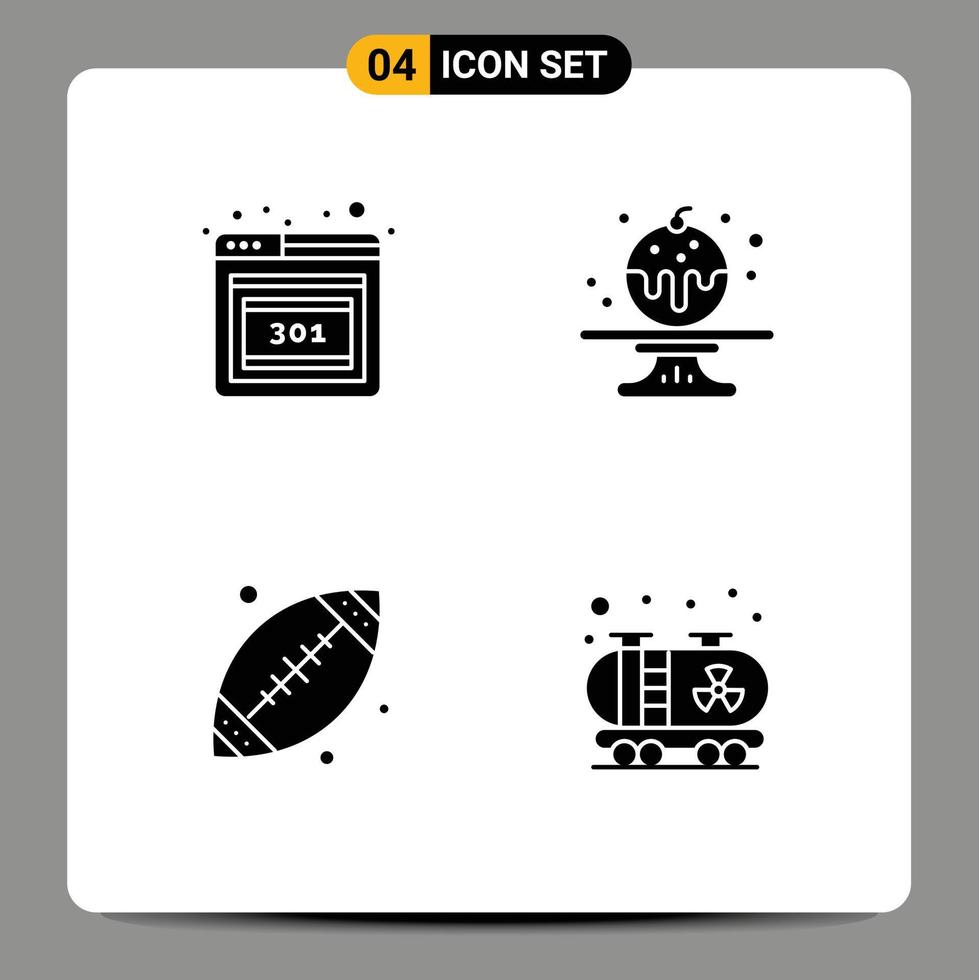 4 Solid Glyph concept for Websites Mobile and Apps browser usa sweet ball pollution Editable Vector Design Elements