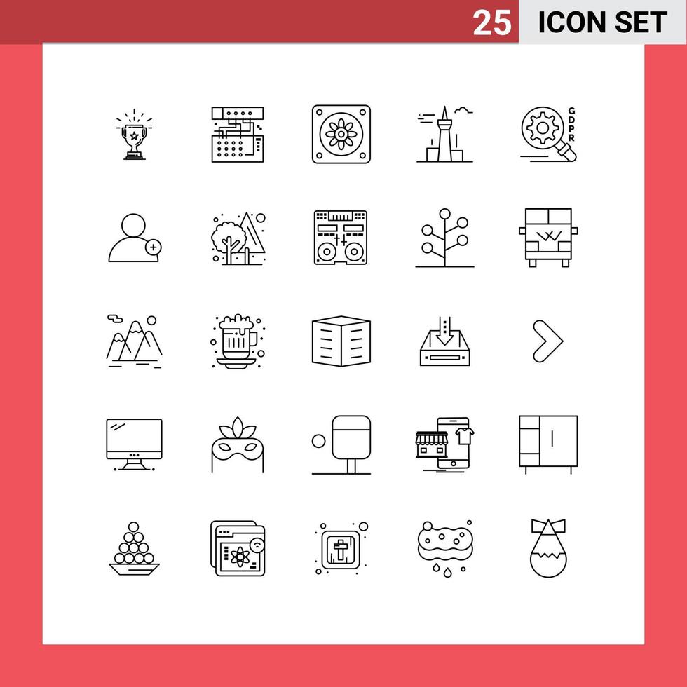 Pack of 25 creative Lines of tower buildings connection architecture and city cooler Editable Vector Design Elements