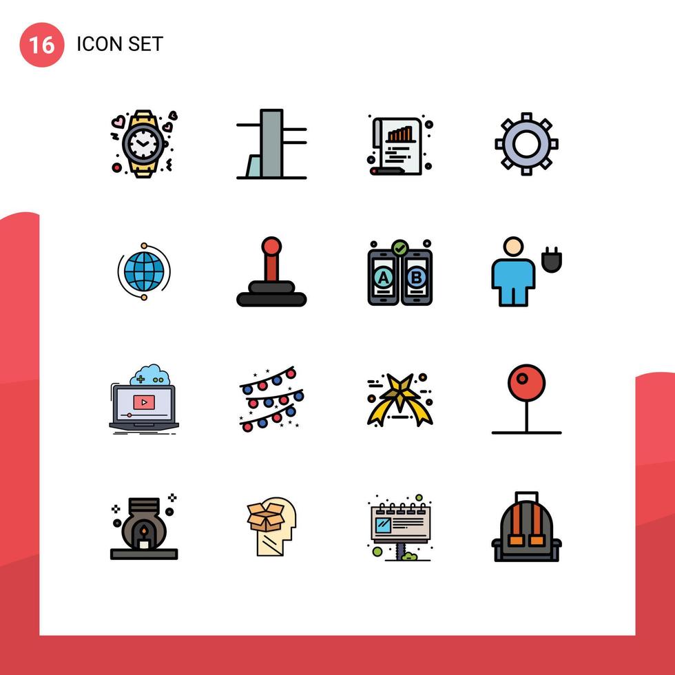 Set of 16 Modern UI Icons Symbols Signs for global connect document business setting Editable Creative Vector Design Elements