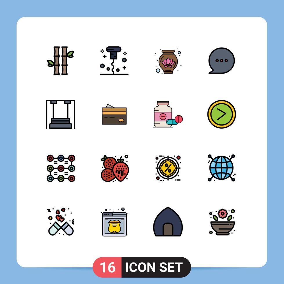 Stock Vector Icon Pack of 16 Line Signs and Symbols for children amusement opened comment bubble Editable Creative Vector Design Elements