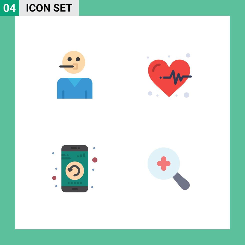 4 Universal Flat Icon Signs Symbols of avatar gadget support heart phone Editable Vector Design Elements